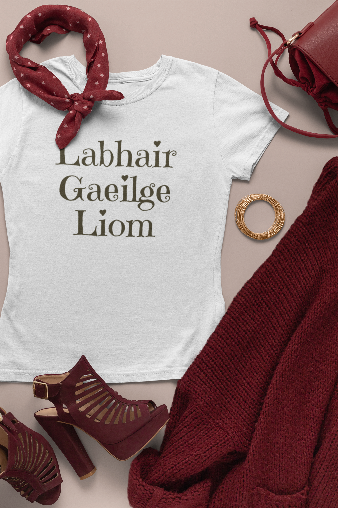 Labhair Gaeilge Liom (Speak Irish with Me) - White, Cream & Leaf Green - Eel & Otter