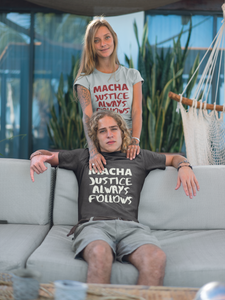 Macha Justice Always Follows Brown, Olive, True Royal, - Short-Sleeve Unisex T-Shirt - Eel & Otter