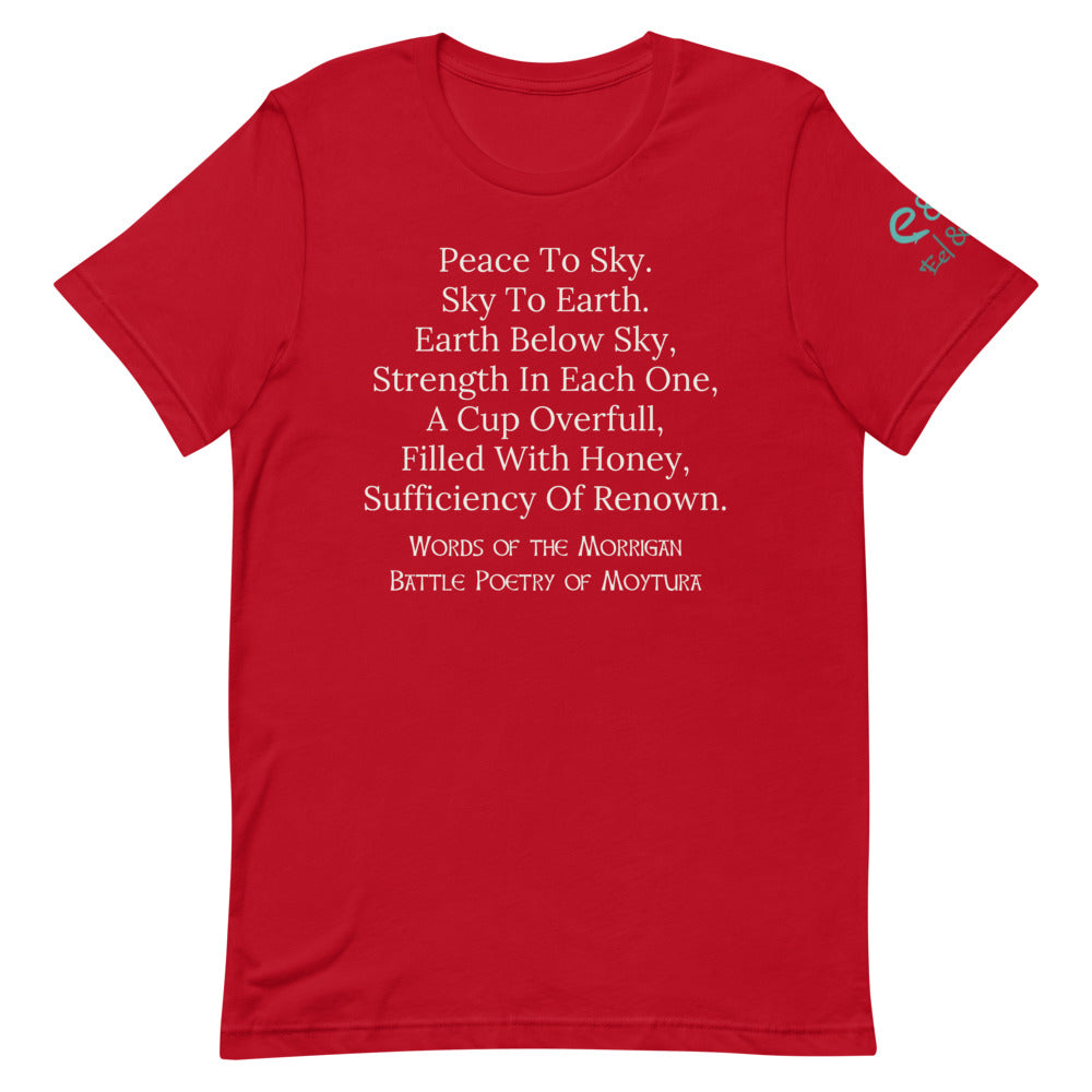 Peace to the Sky - Morrigan Prophesy - Short-Sleeve Unisex T-Shirt - Black, Red, Asphalt - Eel & Otter