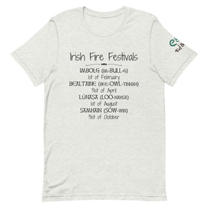 Irish Fire Festivals  -  Short-Sleeve Unisex T-Shirt Mauve, Gold, Ash - Eel & Otter