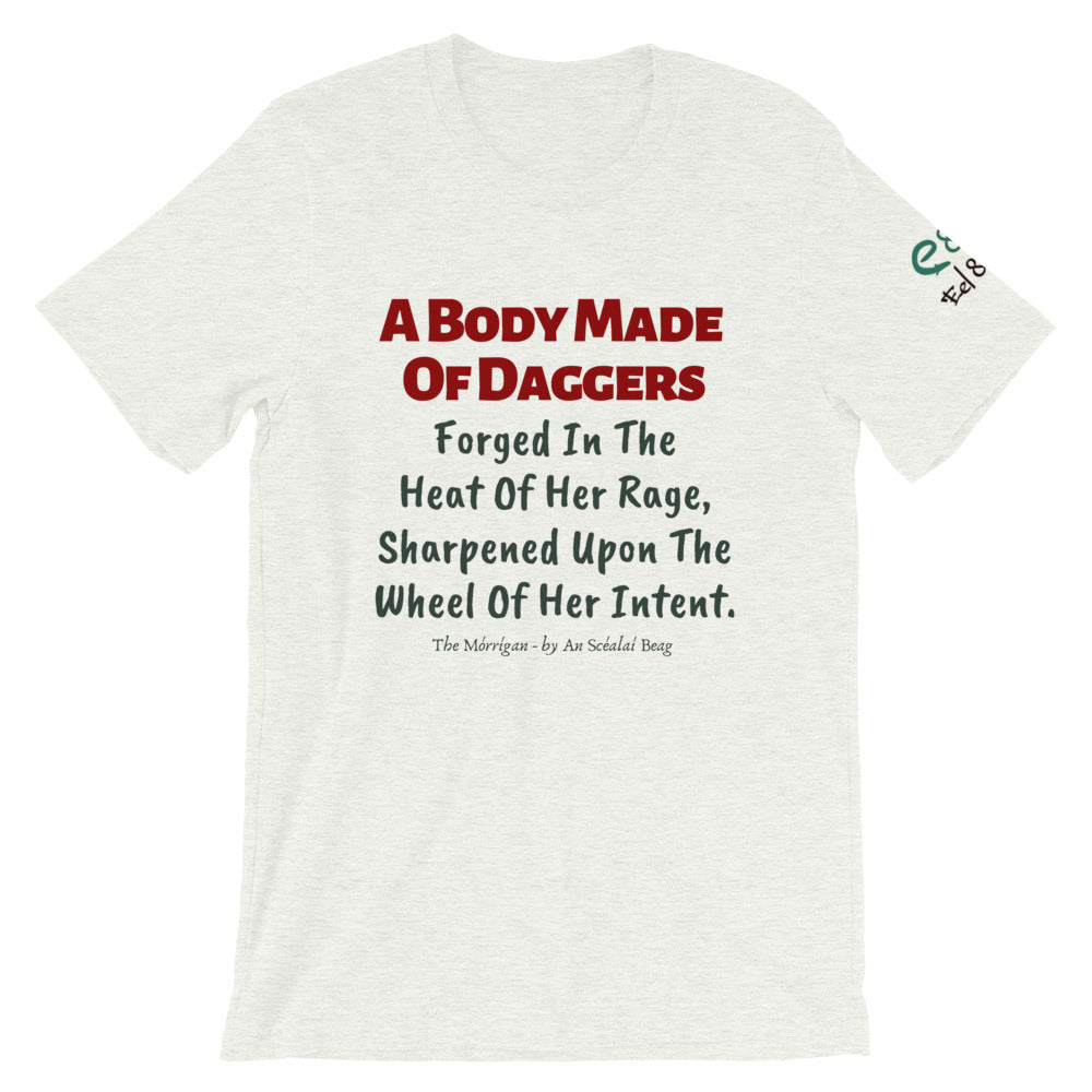 The Mórrígan: Daggers - White, Ash & Silver - Unisex Short Sleeve Jersey T-Shirt - Eel & Otter