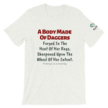 Load image into Gallery viewer, The Mórrígan: Daggers - White, Ash &amp; Silver - Unisex Short Sleeve Jersey T-Shirt - Eel &amp; Otter