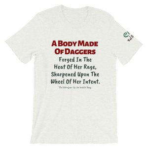 The Mórrígan: Daggers - White, Ash & Silver - Unisex Short Sleeve Jersey T-Shirt - Eel & Otter