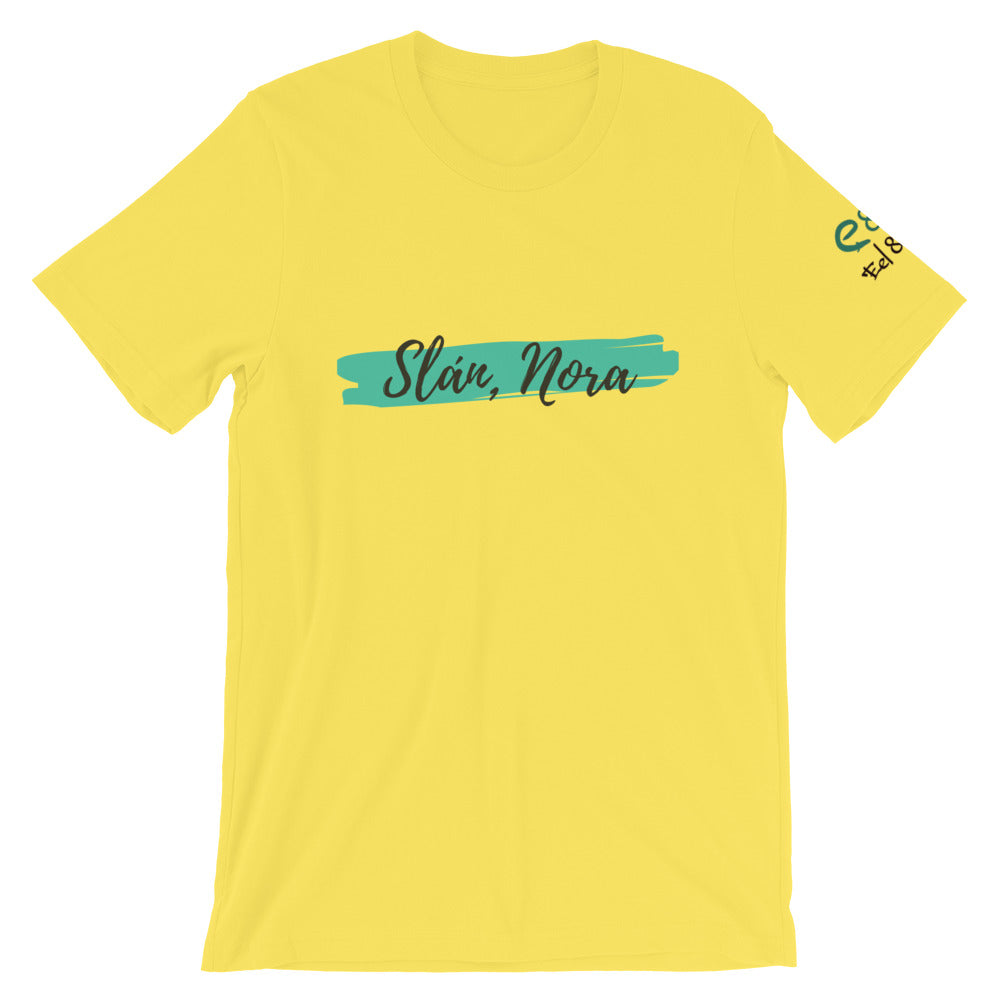 Slán Nora - White, Silver & Yellow - Short-Sleeve Unisex T-Shirt - Eel & Otter