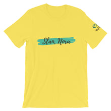 Load image into Gallery viewer, Slán Nora - White, Silver &amp; Yellow - Short-Sleeve Unisex T-Shirt - Eel &amp; Otter