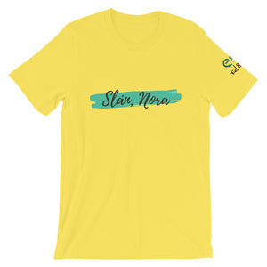 Slán Nora - White, Silver & Yellow - Short-Sleeve Unisex T-Shirt - Eel & Otter