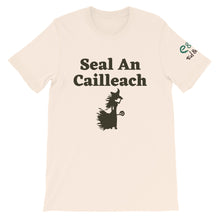 Load image into Gallery viewer, Seal an Cailleach - Leaf, Silver, Soft Cream - Short-Sleeve Unisex T-Shirt - Eel &amp; Otter