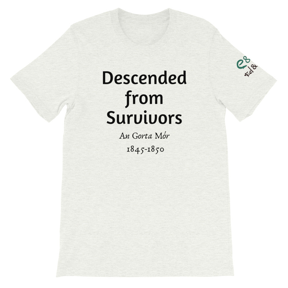 Descended from Survivors - Ash, Silver & Leaf Green - Unisex Short Sleeve Jersey T-Shirt - Eel & Otter