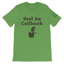 Load image into Gallery viewer, Seal an Cailleach - Leaf, Silver, Soft Cream - Short-Sleeve Unisex T-Shirt - Eel &amp; Otter