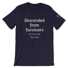 Load image into Gallery viewer, Descended from Survivors - Black, Navy &amp; Forest Green - Unisex Short Sleeve Jersey T-Shirt - Eel &amp; Otter