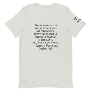 "short skirts and strong boots"- Short-Sleeve Unisex T-Shirt Kelly green, Pink, Silver - Eel & Otter