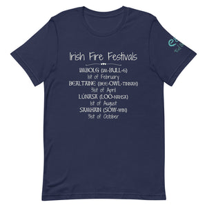 Irish Fire Festivals - Short-Sleeve Unisex T-Shirt, Black, Navy, Forest - Eel & Otter