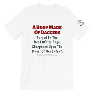 The Mórrígan: Daggers - White, Ash & Silver - Unisex Short Sleeve Jersey T-Shirt - Eel & Otter