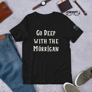 Go Deep with the Mórrígan - Black, Green & Red - Unisex Short Sleeve Jersey T-Shirt - Eel & Otter