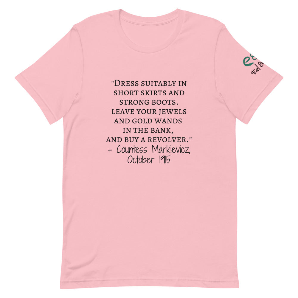 "short skirts and strong boots"- Short-Sleeve Unisex T-Shirt Kelly green, Pink, Silver - Eel & Otter