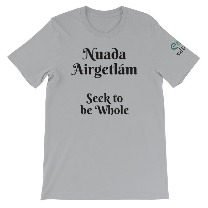 Nuada Airgetlám: Seek -  Silver, Soft Cream & Ash - Unisex Short Sleeve Jersey T-Shirt - Eel & Otter