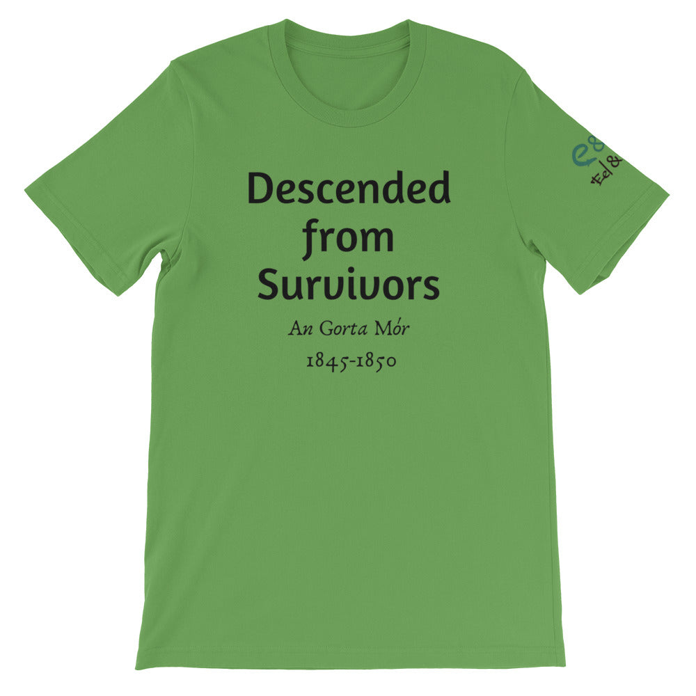 Descended from Survivors - Ash, Silver & Leaf Green - Unisex Short Sleeve Jersey T-Shirt - Eel & Otter