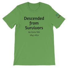 Load image into Gallery viewer, Descended from Survivors - Ash, Silver &amp; Leaf Green - Unisex Short Sleeve Jersey T-Shirt - Eel &amp; Otter