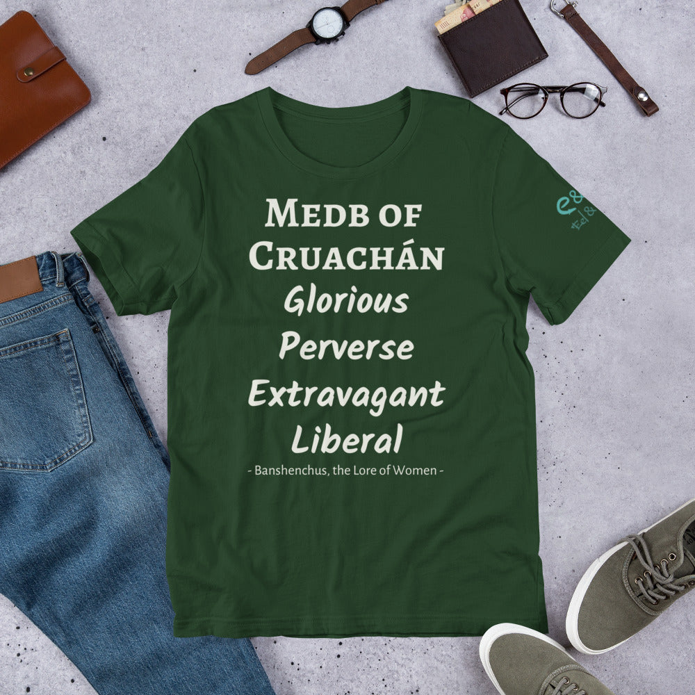 Medb of Cruachan - Black, Green & Brown - Unisex Short Sleeve Jersey T-Shirt - Eel & Otter