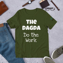 Load image into Gallery viewer, The Dagda: Do the Work - Forest, Leaf &amp; Olive Green -  Unisex Short Sleeve Jersey T-Shirt - Eel &amp; Otter