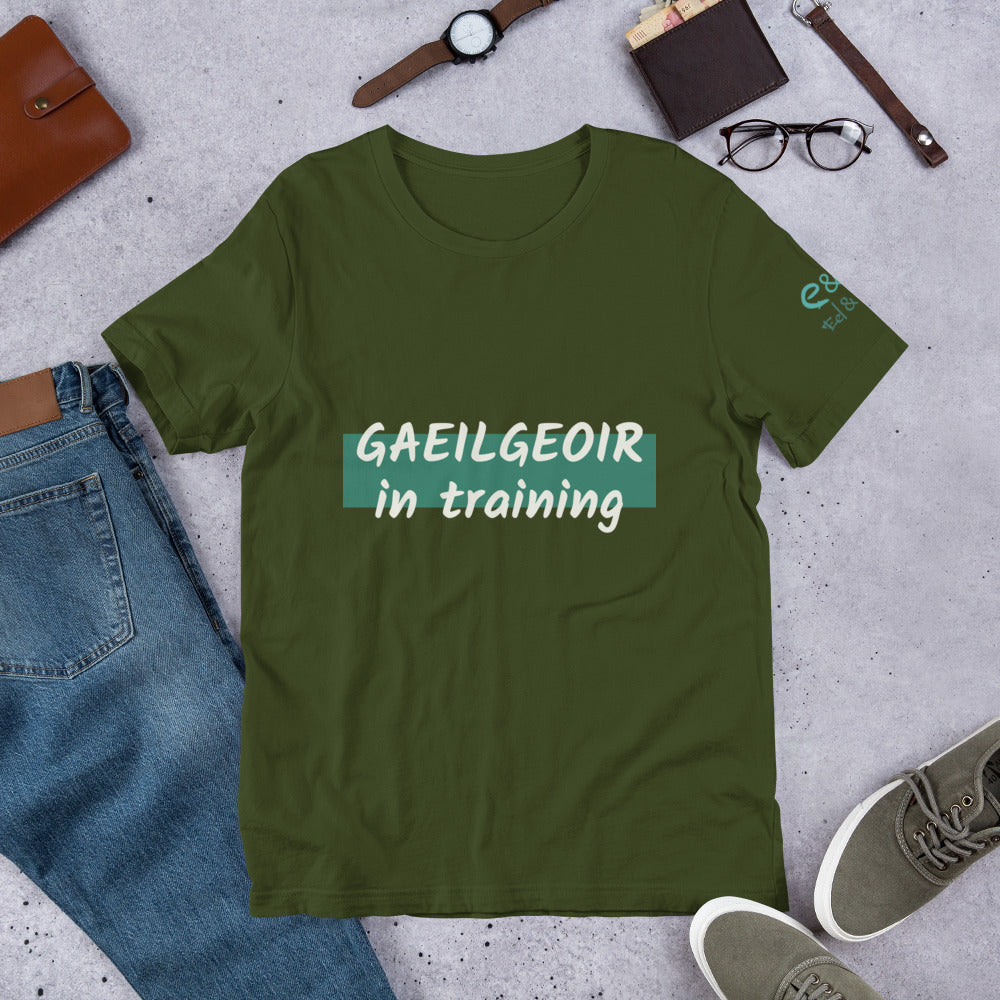 Gaeilgeoir Tee - Blue, Olive & Grey - Unisex Short Sleeve Jersey T-Shirt - Eel & Otter