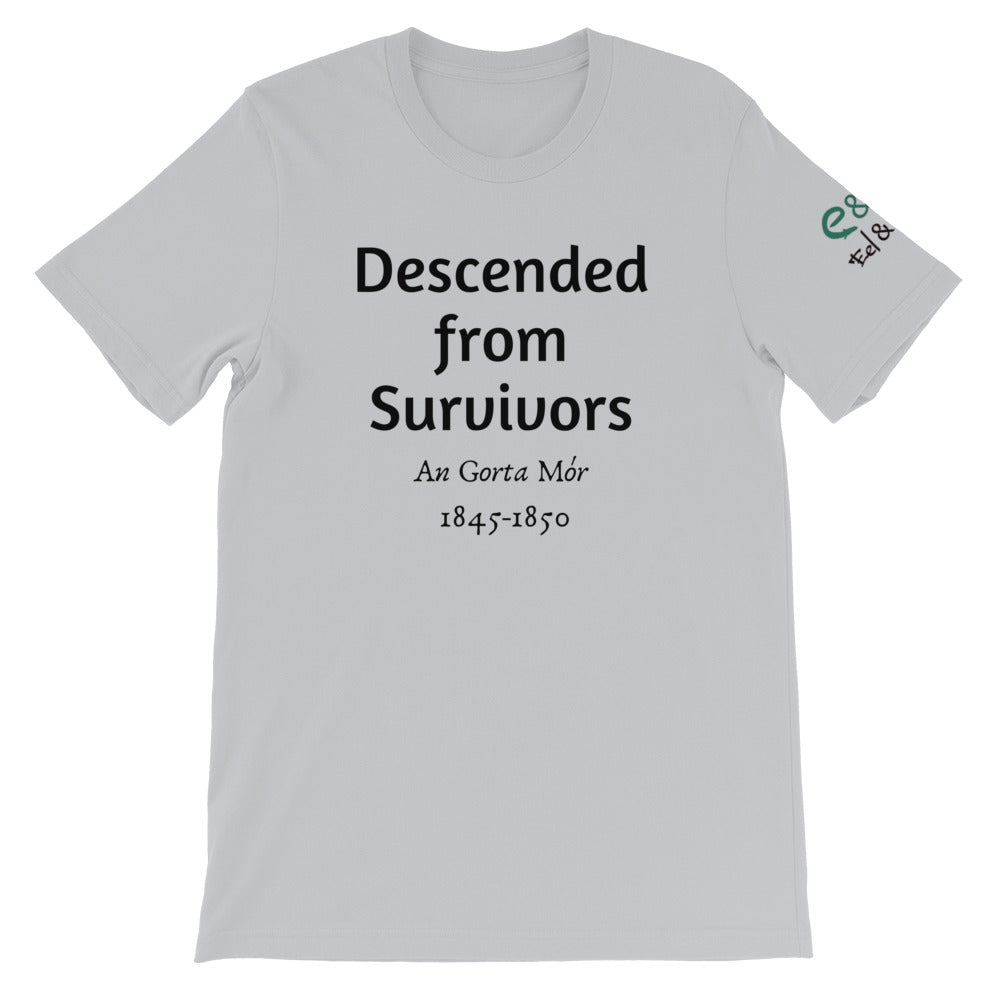 Descended from Survivors - Ash, Silver & Leaf Green - Unisex Short Sleeve Jersey T-Shirt - Eel & Otter