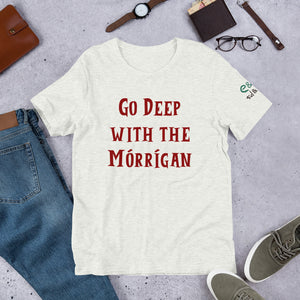 Go Deep with the Mórrígan - Ash, Silver & Cream - Unisex Short Sleeve Jersey T-Shirt - Eel & Otter