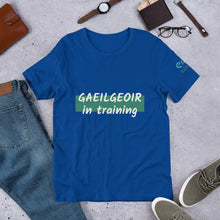 Load image into Gallery viewer, Gaeilgeoir Tee - Blue, Olive &amp; Grey - Unisex Short Sleeve Jersey T-Shirt - Eel &amp; Otter