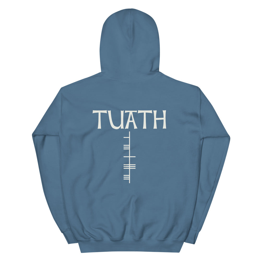 Tuath, Ogham Unisex Hoodie Black, Indigo Blue, Maroon - Eel & Otter