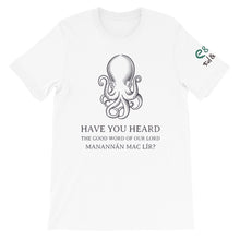 Load image into Gallery viewer, Manannán Missionary - White, Ash, Gold, - Short-Sleeve Unisex T-Shirt - Eel &amp; Otter