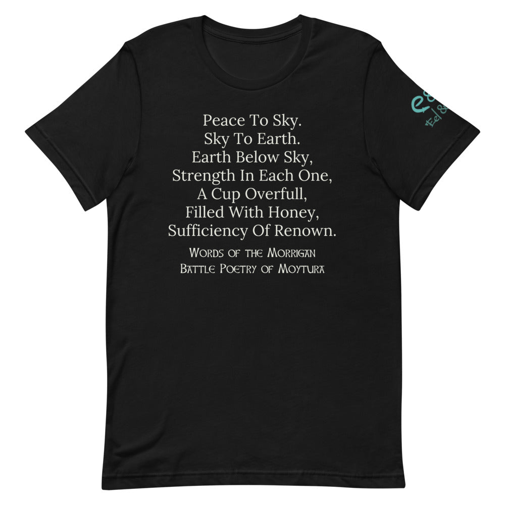 Peace to the Sky - Morrigan Prophesy - Short-Sleeve Unisex T-Shirt - Black, Red, Asphalt - Eel & Otter