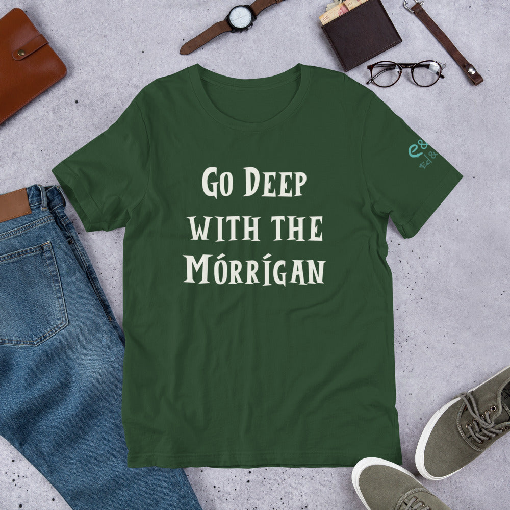 Go Deep with the Mórrígan - Black, Green & Red - Unisex Short Sleeve Jersey T-Shirt - Eel & Otter