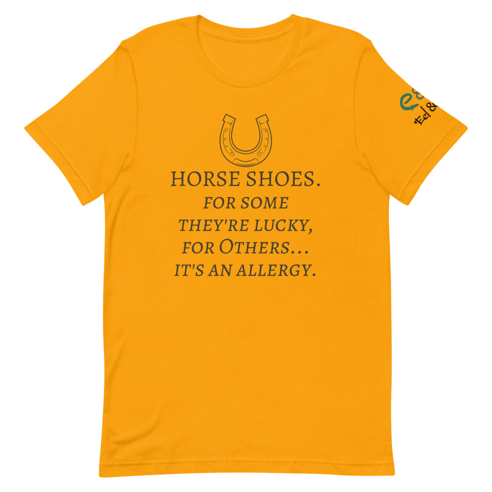 Horse Shoes  - Short-Sleeve Unisex T-Shirt Pink, Silver, Gold, - Eel & Otter