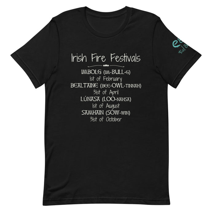 Irish Fire Festivals - Short-Sleeve Unisex T-Shirt, Black, Navy, Forest - Eel & Otter