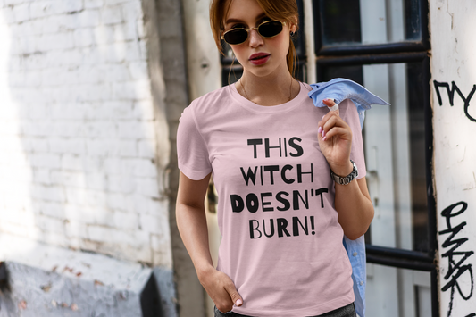 This Witch Doesn't Burn! - Short-Sleeve Unisex T-Shirt Silver, Pink, Steel Blue - Eel & Otter