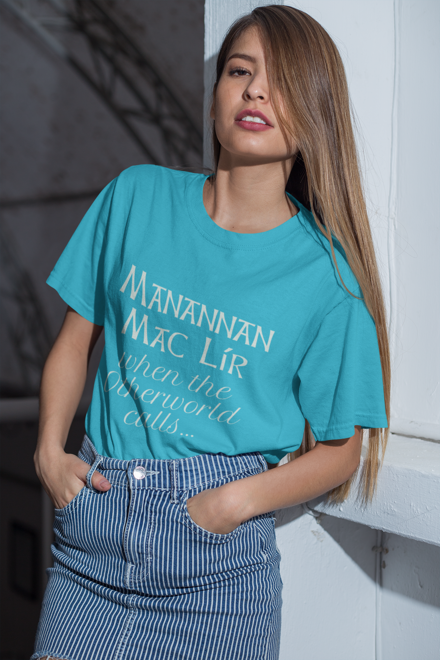 Manannán Mac Lír - Royal Blue, Aqua & Asphalt - Unisex Short Sleeve Jersey T-Shirt - Eel & Otter