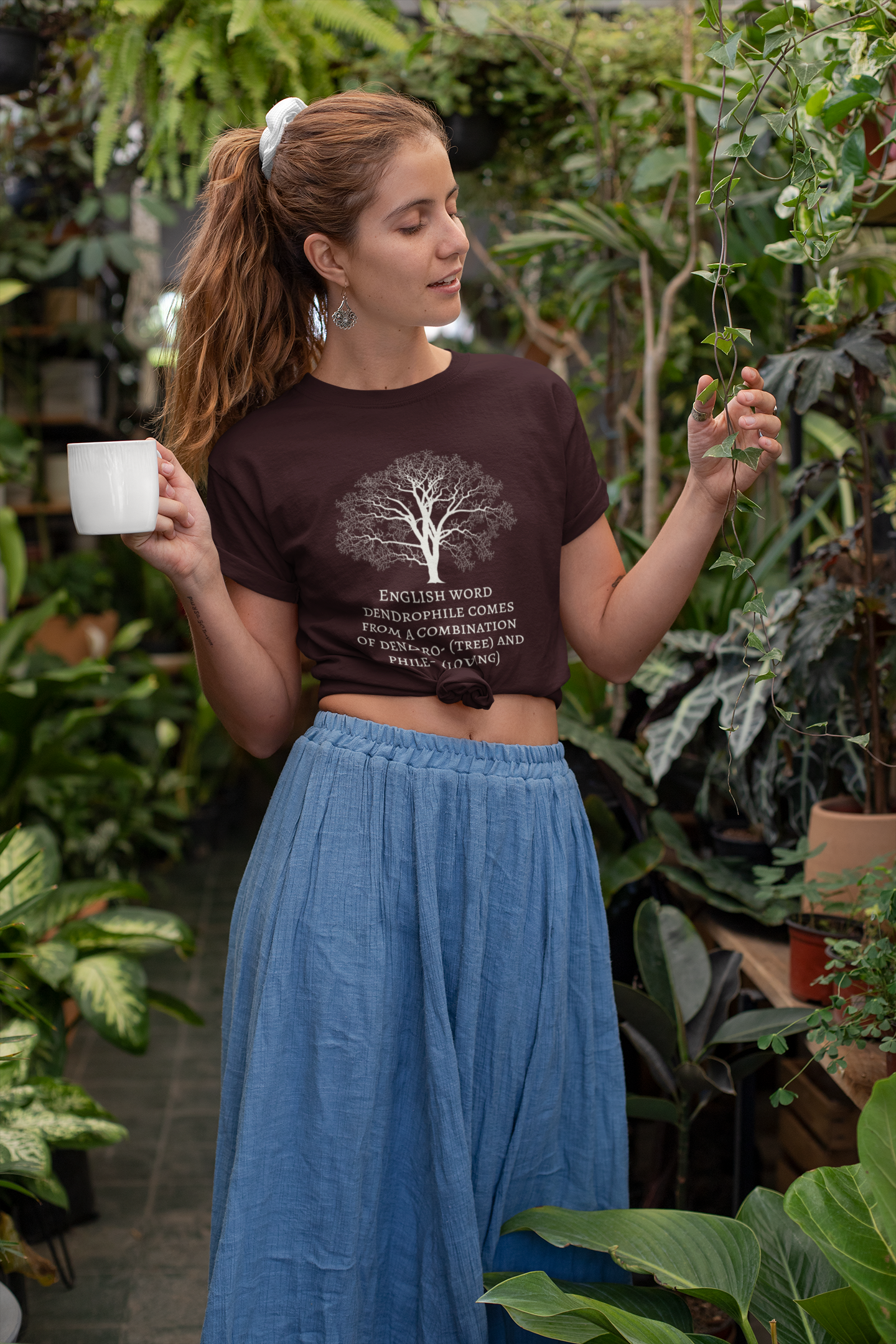 Dendrophile - Word Definition Sereis - Short-Sleeve Unisex T-Shirt, Forest, Brown, Oxblood black - Eel & Otter