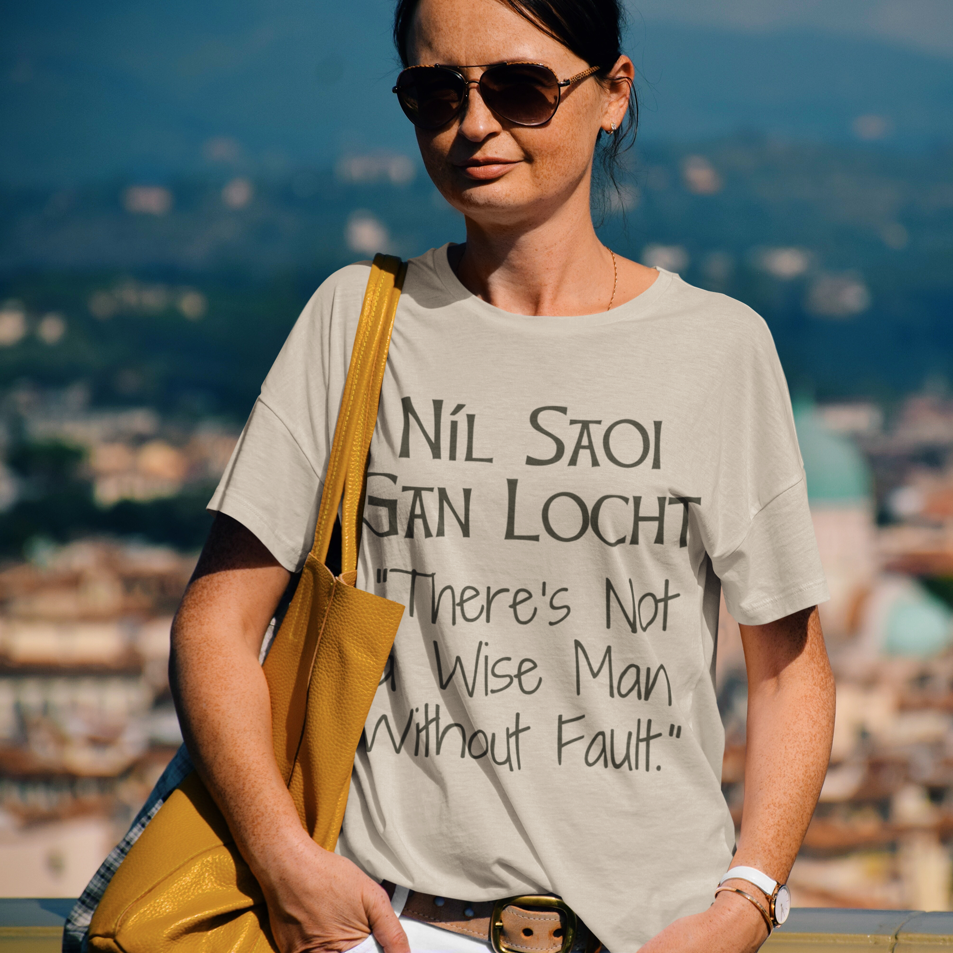 Níl Saoi Gan Locht - Short-Sleeve Unisex T-Shirt -Gold, Saoft Cream, Ash - Eel & Otter