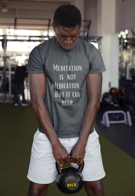 Meditation is not Medication...but it helps - Short-Sleeve Unisex T-Shirt - Black, Ashpalt, Mauve - Eel & Otter