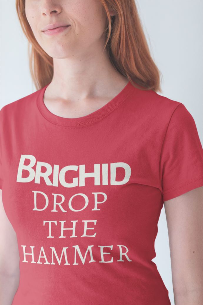 Brighid - Drop the Hammer - Red, Navy & Olive Green - Unisex Short Sleeve Jersey T-Shirt - Eel & Otter