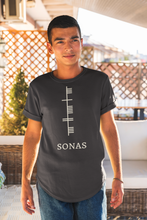 Load image into Gallery viewer, Ogham Series - Sonas - Good Fortune - Short-Sleeve Unisex T-Shirt Forest, Red, Black - Eel &amp; Otter