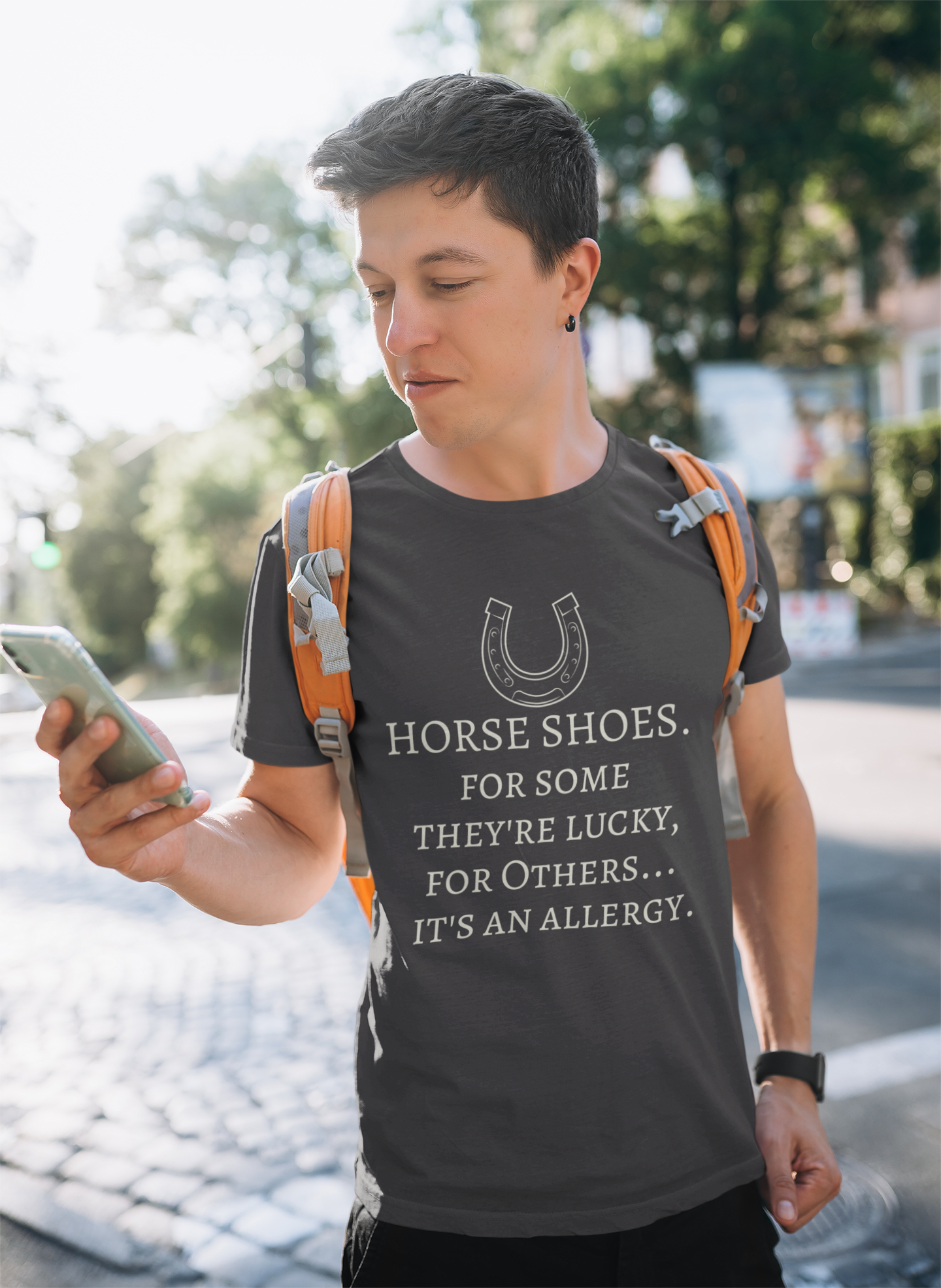 Horse Shoes - Short-Sleeve Unisex T-Shirt - Black, Army, Navy, - Eel & Otter