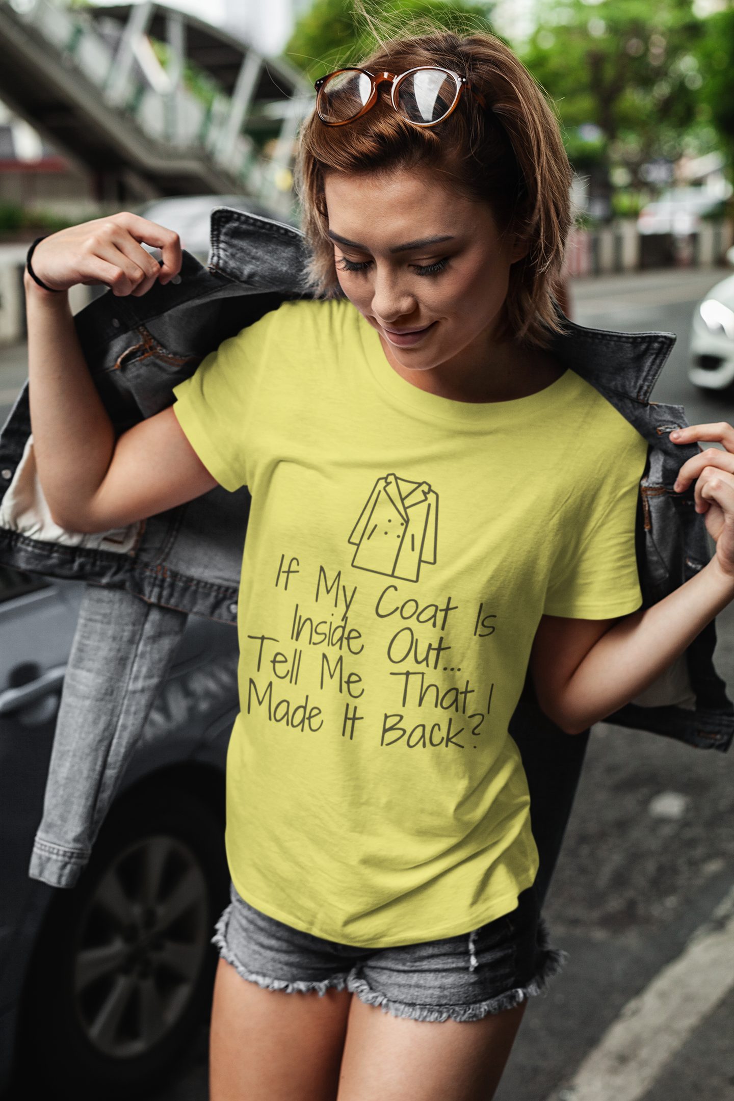 If My Coat is Inside Out.... Short-Sleeve Unisex T-Shirt Leaf, Ash, Yellow - Eel & Otter