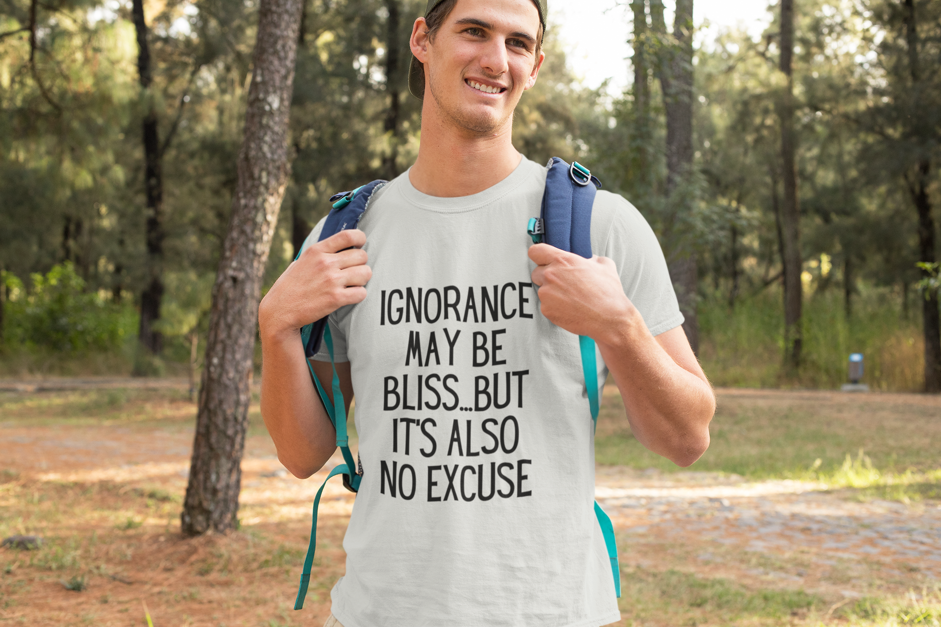 Ignorance May Be Bliss... Short-Sleeve Unisex T-Shirt Mauve, Light Blue, White - Eel & Otter