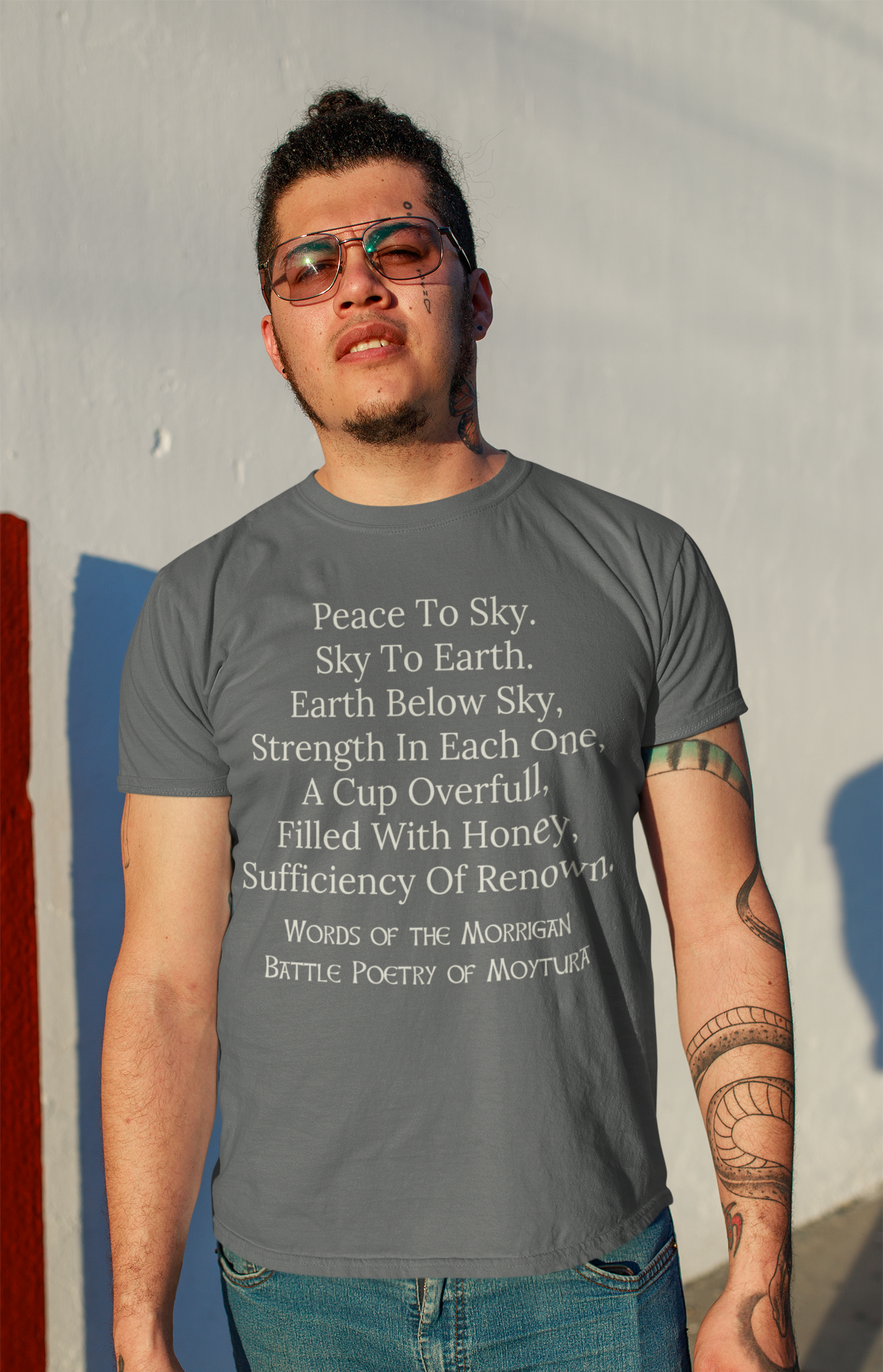 Peace to the Sky - Morrigan Prophesy - Short-Sleeve Unisex T-Shirt - Black, Red, Asphalt - Eel & Otter