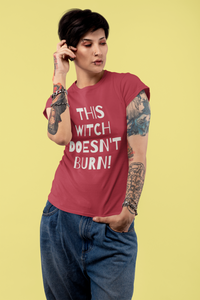 This Witch Doesnt  Burn! - Short-Sleeve Unisex T-Shirt - Black, Red, Forest - Eel & Otter