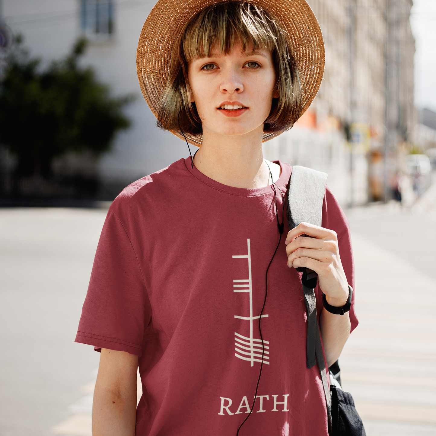 Ogham Series - Rath - Prosperity - Short-Sleeve Unisex T-Shirt Black, Navy, Red - Eel & Otter