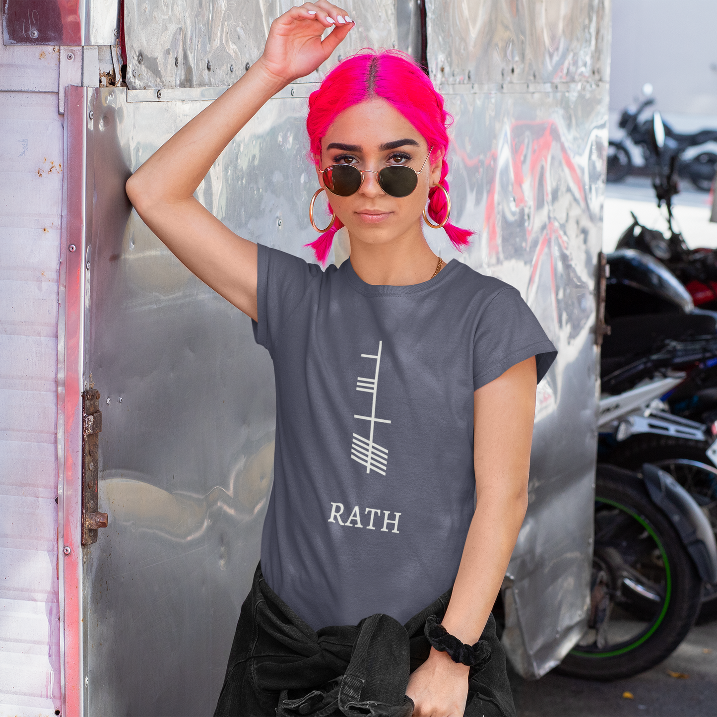 Ogham Series - Rath - Prosperity - Short-Sleeve Unisex T-Shirt Black, Navy, Red - Eel & Otter