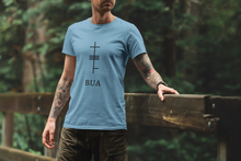 Load image into Gallery viewer, Ogham Series - Bua - Victory - Short-Sleeve Unisex T-Shirt, Ocean Blue, Lilac, Silver - Eel &amp; Otter