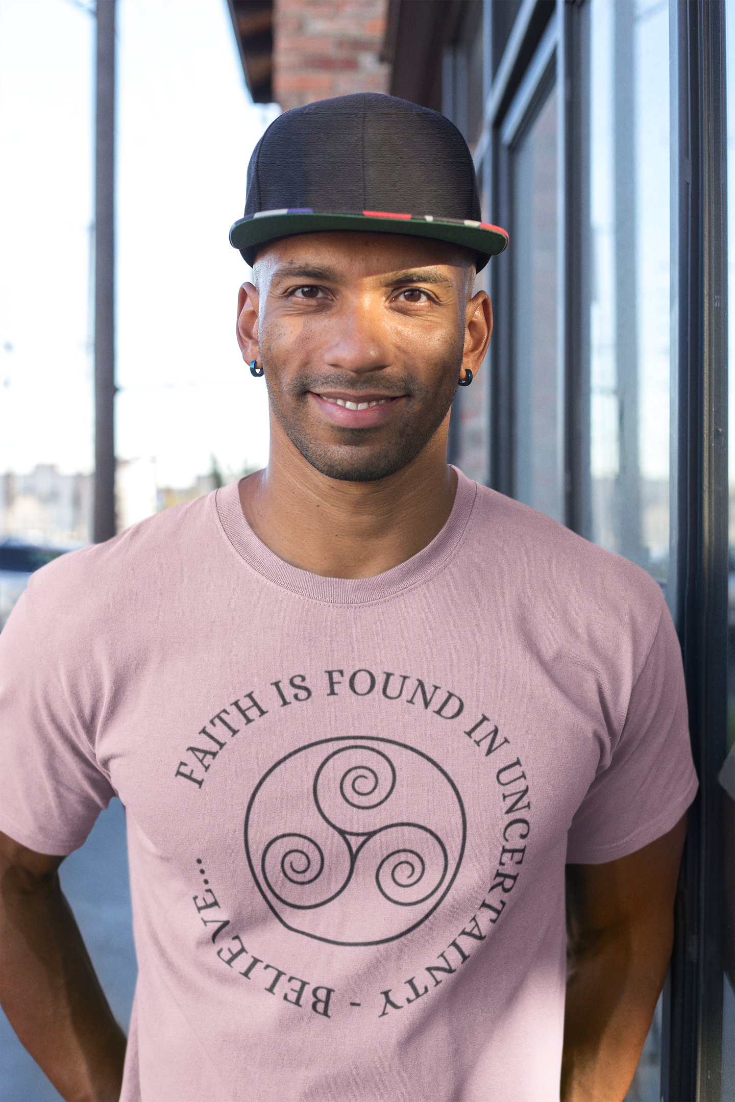 Faith is Found in Uncertainty. Believe... - Short-Sleeve Unisex T-Shirt Steel -  Blue, Pink, Silver - Eel & Otter